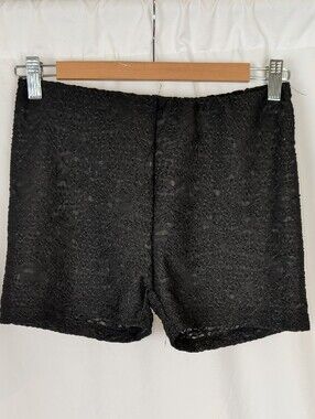 NWT MUSERA Black Textured Lace-Look Shorts - Size M